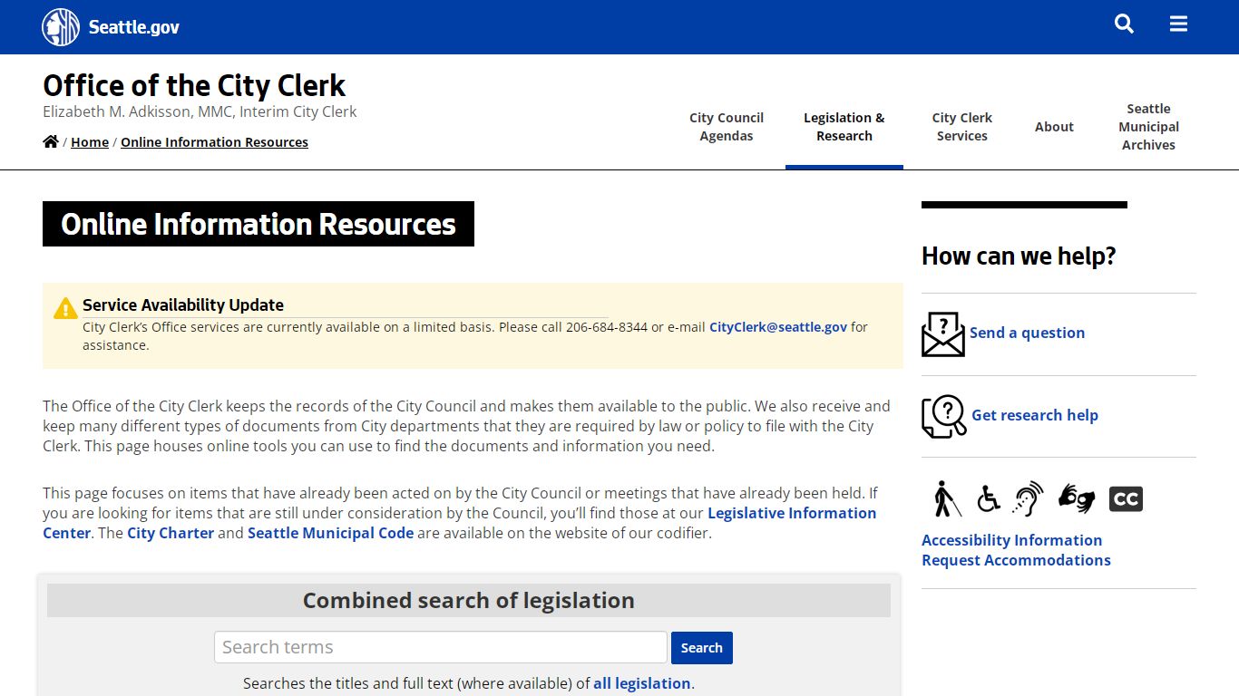 Online Information Resources - CityClerk | seattle.gov